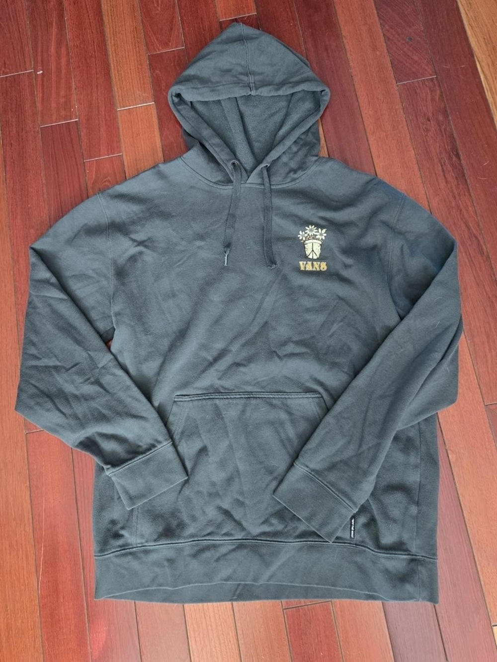 Vans Dark Green Hooded Sweatshirt with Small Chest Graphic